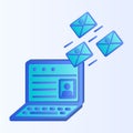 Digital communication concept with laptop and email icons in gradient style Royalty Free Stock Photo