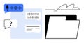 Digital Communication and Data Storage Concept with Speech, Binary Code, and File Folder Royalty Free Stock Photo