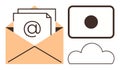 Digital Communication Elements Envelope with Email, Cloud, and Interface Symbol Royalty Free Stock Photo