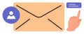 Digital Communication with Envelope, User Icon, and Interactive Button Design Royalty Free Stock Photo