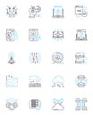 Digital communication linear icons set. Email, Texting, Socialmedia, Messaging, Videoconferencing, Onlinechat, Voicemail