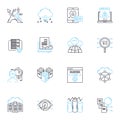 Digital communication linear icons set. Email, Texting, Socialmedia, Messaging, Videoconferencing, Onlinechat, Voicemail
