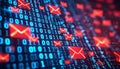 Digital Communication Network with Binary Code and Email Icons Royalty Free Stock Photo