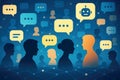 Digital communication network with chat bubbles and AI robot icon message Royalty Free Stock Photo