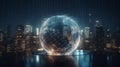 Digital communication, network glowing lines theme of global connection