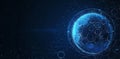Digital communication and strategy illustration of Futuristic Globe and Map World. Future tech design concepts. Royalty Free Stock Photo