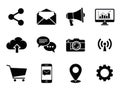 Black Business and Technology Icons Set Isolated on White Background Royalty Free Stock Photo
