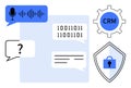 Digital Communication Tools and Data Security with CRM Integration and Voice Recognition Royalty Free Stock Photo