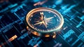 Digital Compass on Circuit Board, Navigating the Digital World, Data Guidance and Direction Royalty Free Stock Photo