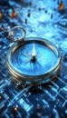 Digital Compass Navigating a Complex Circuit Board A Representation of Technological Direction Royalty Free Stock Photo
