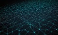 digital complex network interconnected lines and dots, creating sense depth and dimensionality.