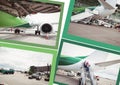 airplane transport collage Royalty Free Stock Photo