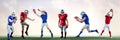 american football players wide on field Royalty Free Stock Photo