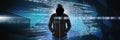Anonymous hacker with computer code binary interface Royalty Free Stock Photo