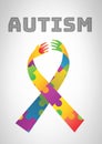 autism and colorful hope hands ribbon