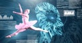 Ballet dancer dancing with digital human technology interface