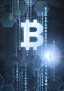 bitcoin graphic icon and binary code graphics Royalty Free Stock Photo