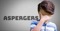 Boy against grey background with Asperger`s text