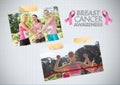 Breast Cancer Awareness text and Breast Cancer Awareness Photo Collage and marathon run Royalty Free Stock Photo