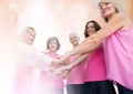 Breast cancer women with transition holding hands