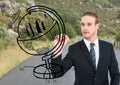 Business man drawing a globe on the road Royalty Free Stock Photo