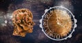Cog head and horoscope planet astrology Royalty Free Stock Photo