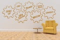 Conceptual graphic on 3D room wall Royalty Free Stock Photo