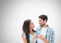 Couple Holding key in front of vignette Royalty Free Stock Photo