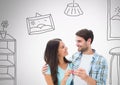 Couple Holding key in front of vignette Royalty Free Stock Photo