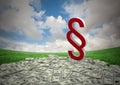 3D Section Symbol icon with money notes and sky Royalty Free Stock Photo