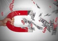 3D Section Symbol icons with money notes and magnet pull Royalty Free Stock Photo