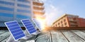 Digital composite of 3d solar panel Royalty Free Stock Photo