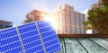 Digital composite of 3d solar panel Royalty Free Stock Photo