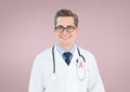 Doctor man with breast cancer awareness ribbon Royalty Free Stock Photo