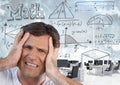 frustrated man with math background Royalty Free Stock Photo