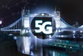 5G or LTE presentation. London modern city on the background Royalty Free Stock Photo