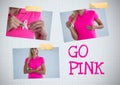 Go pink text and Breast Cancer Awareness Photo Collage Royalty Free Stock Photo