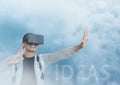 guy with vr in clouds ideas Royalty Free Stock Photo