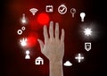 Hand touching icons interface of internet of things Royalty Free Stock Photo