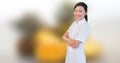 Happy spa masseuse woman relaxed with blurred background Royalty Free Stock Photo