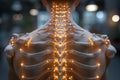 Digital composite of Highlighted spine of woman with neck pain Royalty Free Stock Photo