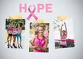 Hope text and Breast Cancer Awareness Photo Collage and marathon run Royalty Free Stock Photo