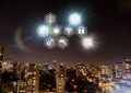 Icons interface of Internet Of Things over city background Royalty Free Stock Photo