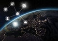 Icons interface of Internet Of Things over earth planet background Royalty Free Stock Photo