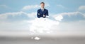 Digital composite image of businessman on cloud in sky Royalty Free Stock Photo