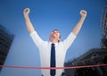 Digital composite image of a businessman winning the race Royalty Free Stock Photo