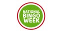 Digital composite image of national bingo week text on green circle over white background