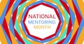 Digital composite image of national mentoring month text amidst multi colored spiral pattern