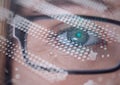 Digital composite image of round scanner against close up of female human eye Royalty Free Stock Photo