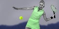 Digital composite image of woman playing tennis